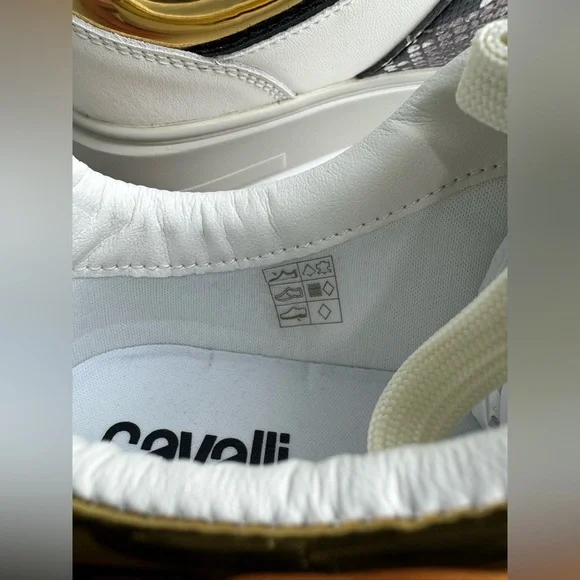 Roberto Cavalli leather White and Gold Women's Sneakers - Picture 11 of 13